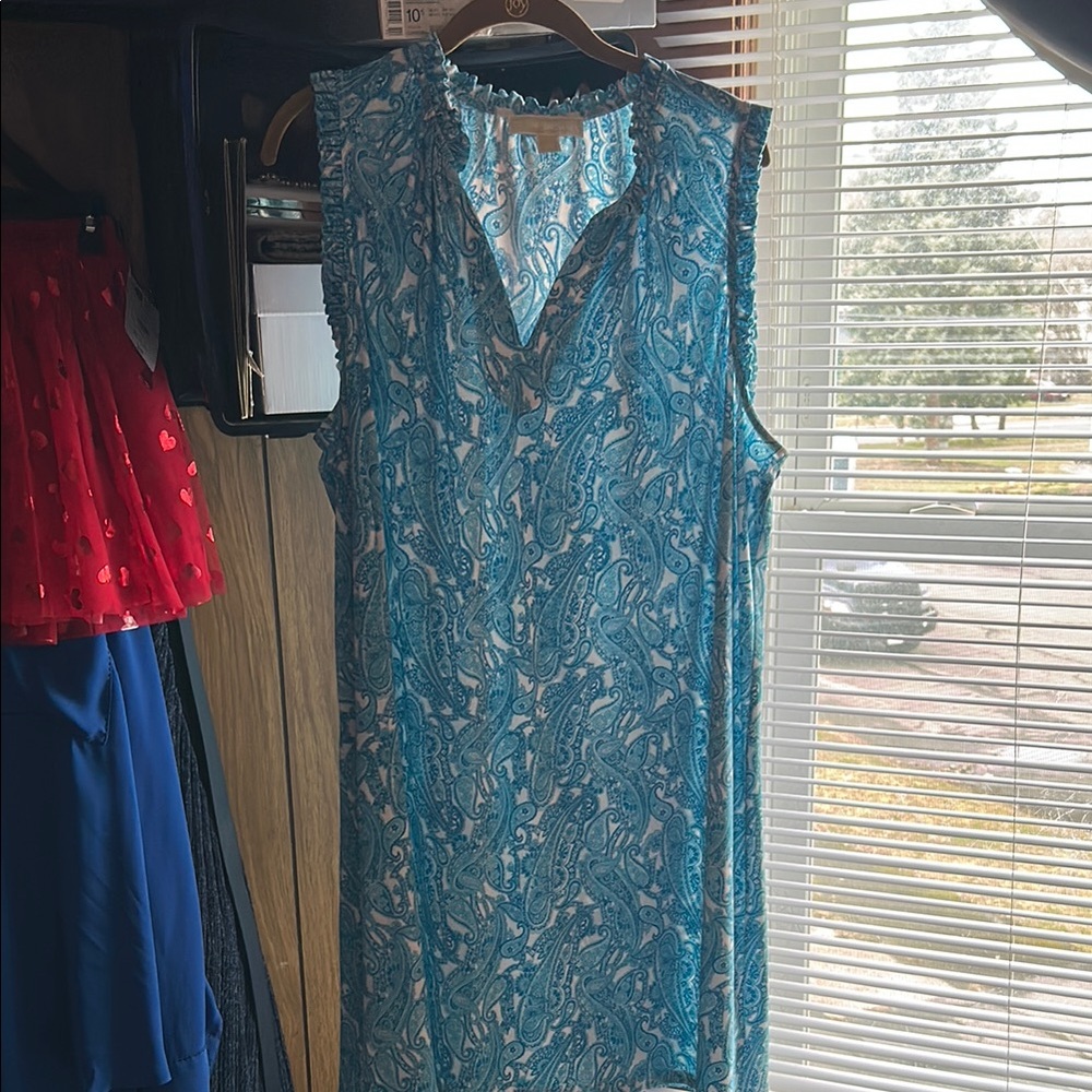Blue Paisley Sleeveless Dress